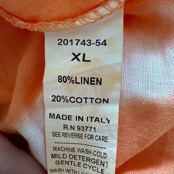 Vasna Striped Linen Jumpsuit Wide Leg Boho Orange White V-neck XL Italy NWT - Picture 12 of 12